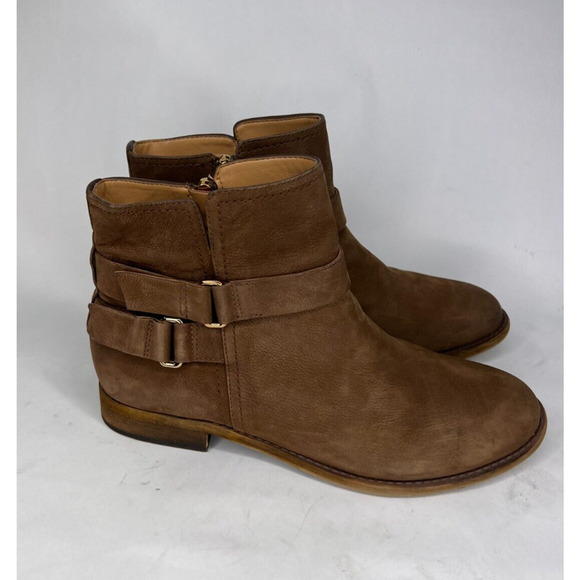 Franco Sarto Harwick Brown Leather Ankle Bootie Boots Buckle Strap Size 7.5M - Picture 4 of 8